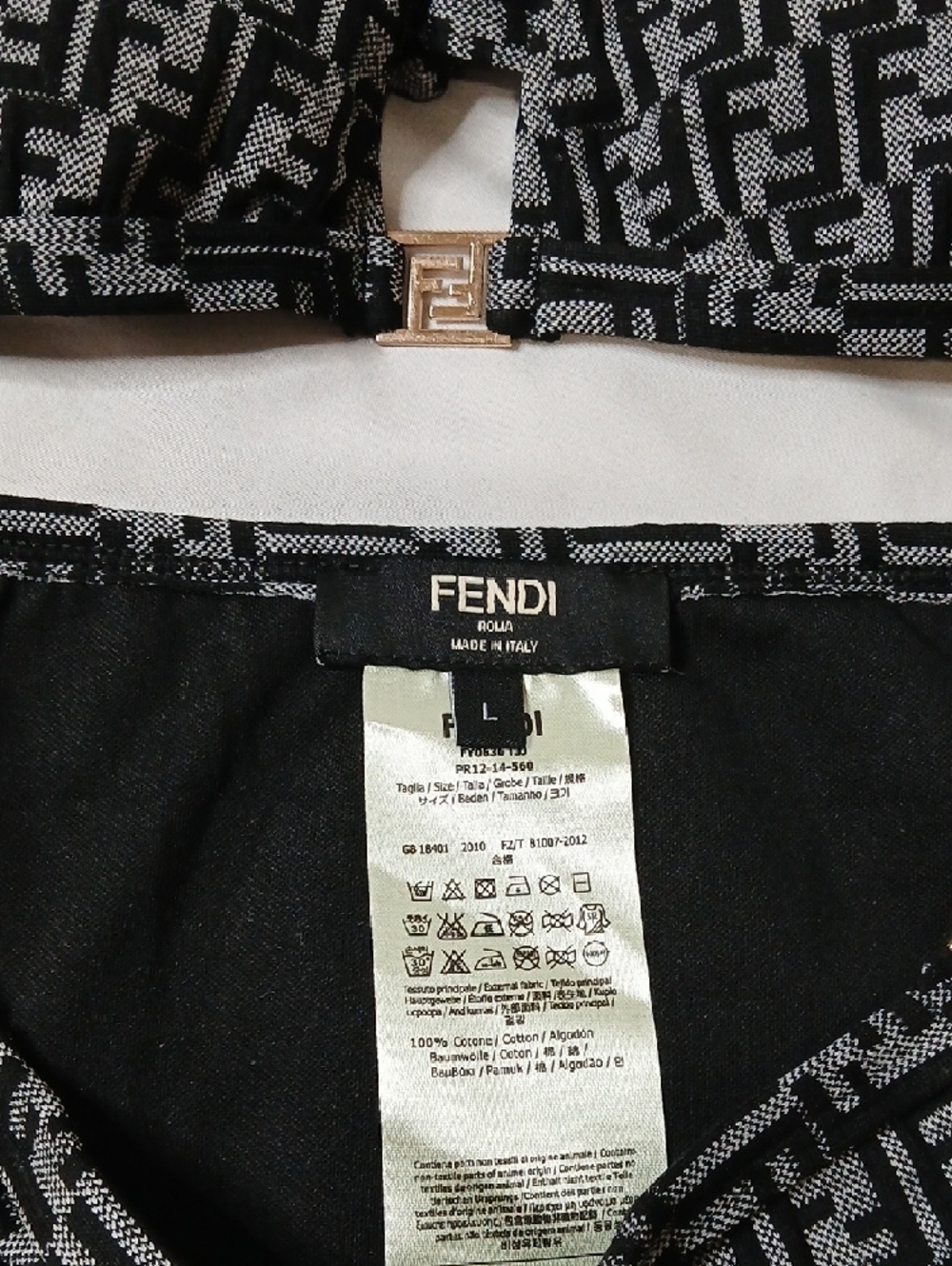 Fendi Black & Gray Logo Print Bikini Set - Picture 3 of 4
